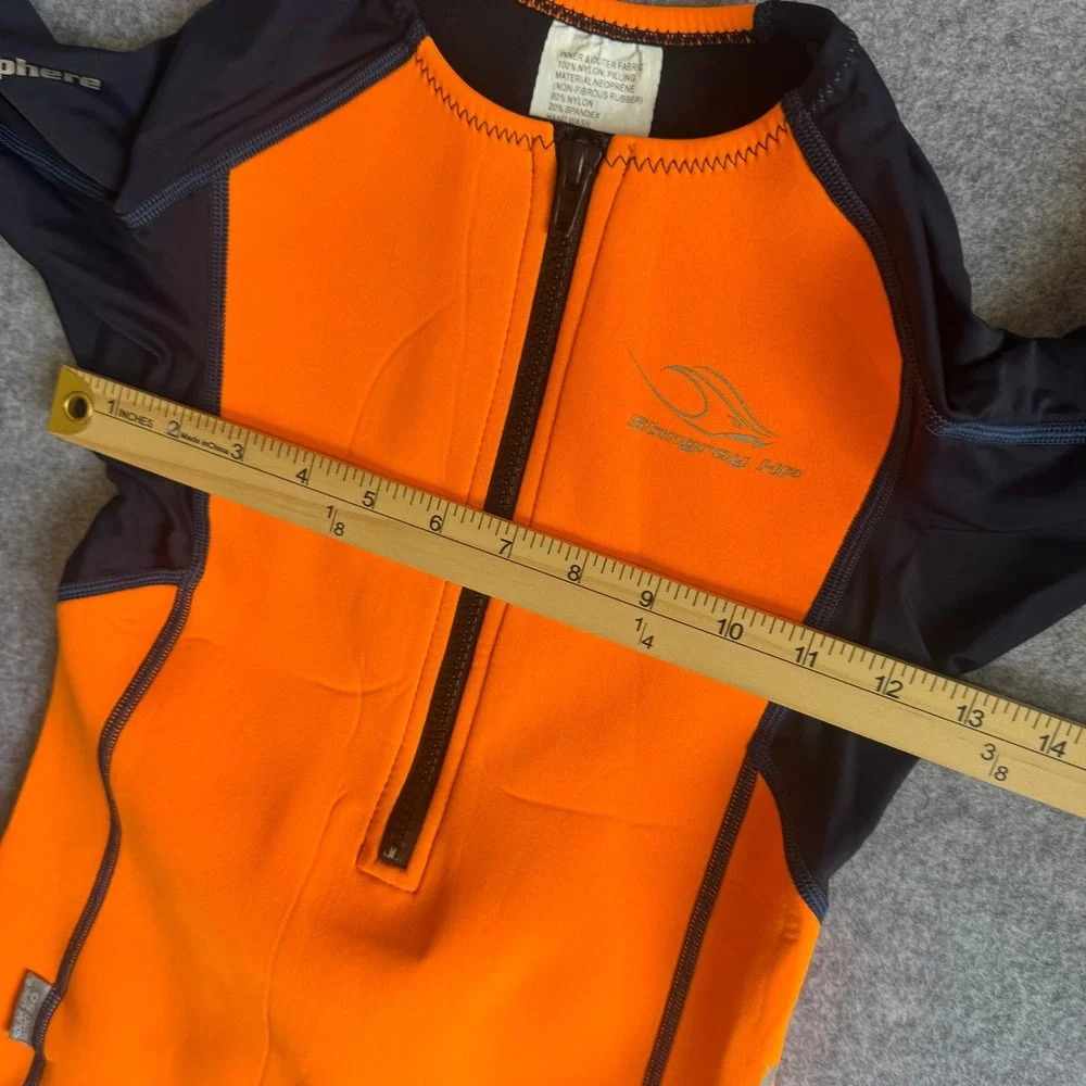 Aqua Sphere Stingray HP Youth Wetsuit 10 Orange Black Thermal Guard UPF 50+ Zip